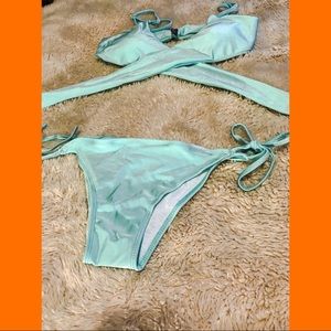 Wrap bikini bath suit teal